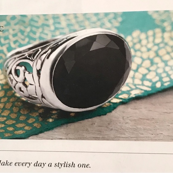 Silpada Sterling Silver Black Chalcedony Ring Size 7.5 - Picture 9 of 9